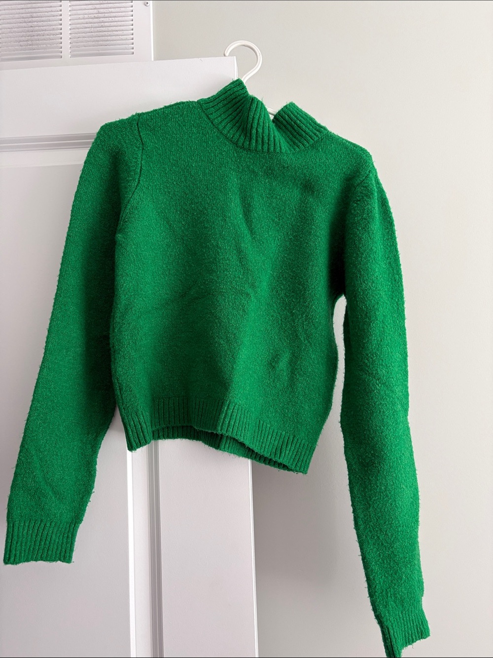 Mango Emerald Green Mock Neck Sweater